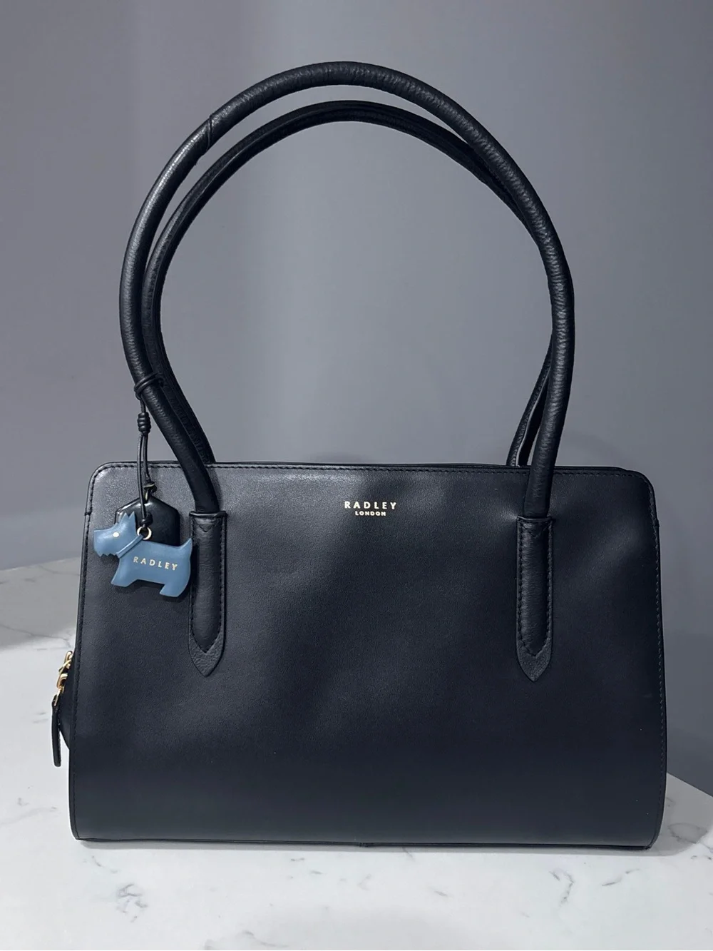 Radley London Black Leather Liverpool Street Medium Multiway Tote Bag Charm